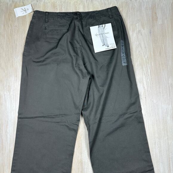 NWT Calvin Klein Weekend Khaki Flat Front Relaxed Leg Solid Beige Y2K Pants 16 - Picture 14 of 15